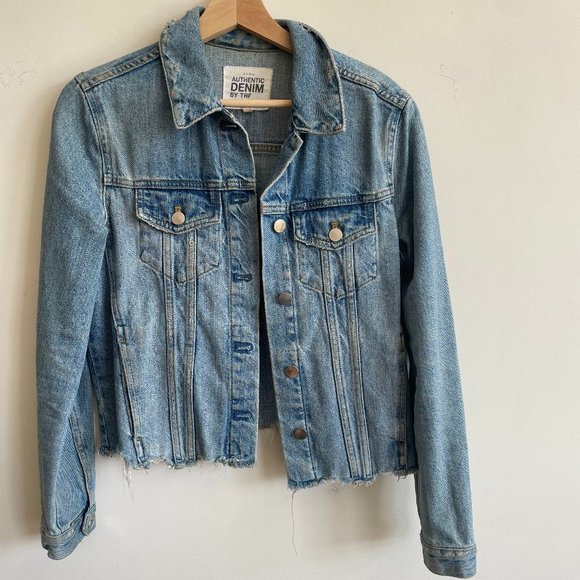 Zara Women's Distressed Cropped Denim Jacket, Size Medium - Picture 1 of 4